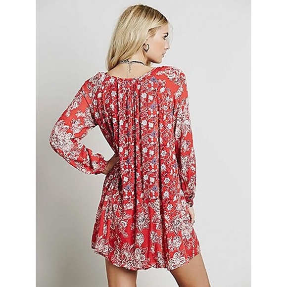 Free People Lucky Loosey Dress-Blood Orange Combo - Picture 4 of 11